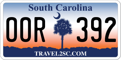 SC license plate OOR392