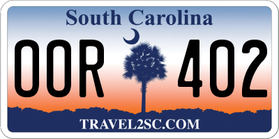 SC license plate OOR402