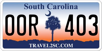 SC license plate OOR403