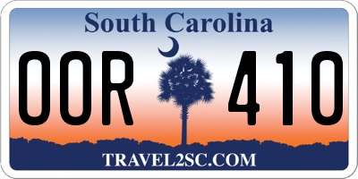 SC license plate OOR410