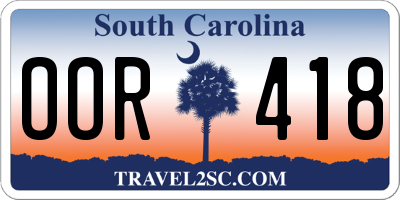 SC license plate OOR418