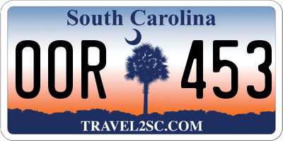 SC license plate OOR453