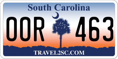 SC license plate OOR463
