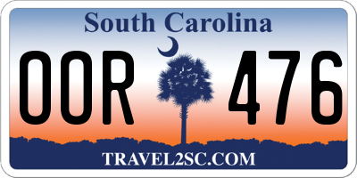 SC license plate OOR476
