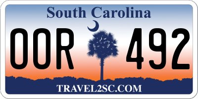 SC license plate OOR492
