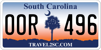 SC license plate OOR496