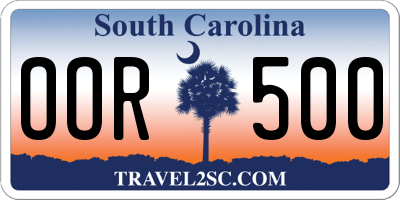 SC license plate OOR500
