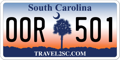 SC license plate OOR501