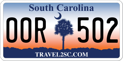 SC license plate OOR502