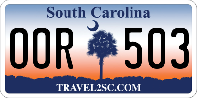 SC license plate OOR503