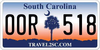 SC license plate OOR518