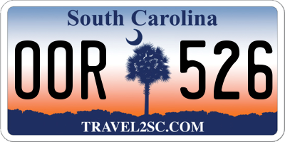 SC license plate OOR526