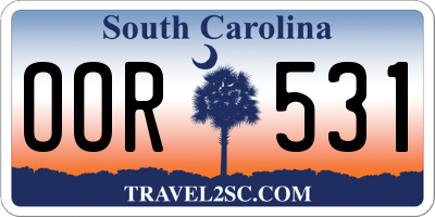 SC license plate OOR531