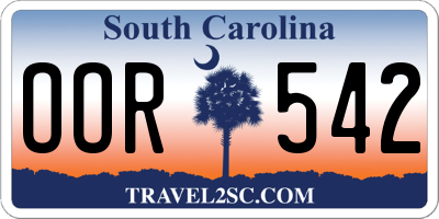 SC license plate OOR542