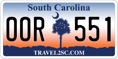 SC license plate OOR551