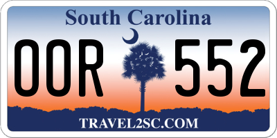 SC license plate OOR552