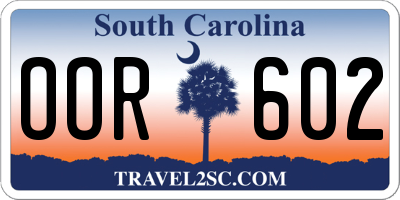 SC license plate OOR602