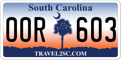 SC license plate OOR603