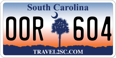SC license plate OOR604
