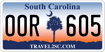 SC license plate OOR605