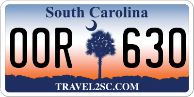 SC license plate OOR630