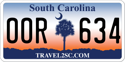 SC license plate OOR634