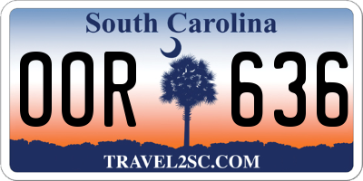 SC license plate OOR636