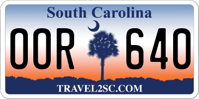 SC license plate OOR640