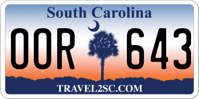 SC license plate OOR643