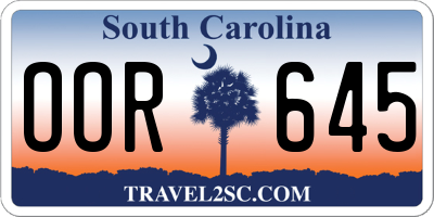 SC license plate OOR645