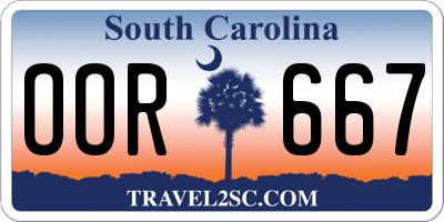 SC license plate OOR667