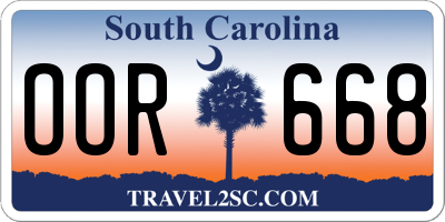 SC license plate OOR668