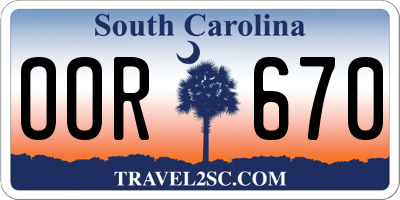 SC license plate OOR670