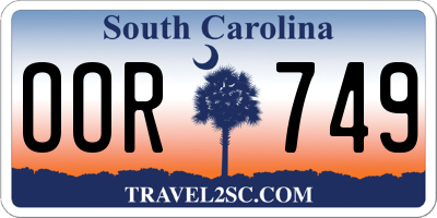 SC license plate OOR749