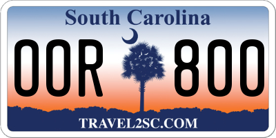 SC license plate OOR800