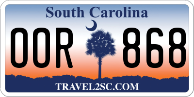 SC license plate OOR868