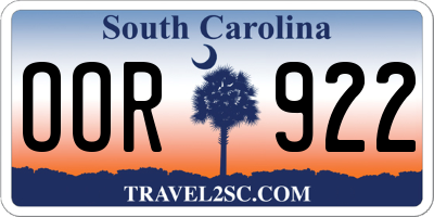 SC license plate OOR922