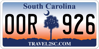 SC license plate OOR926