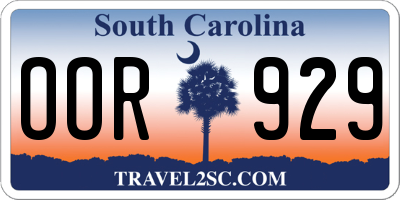 SC license plate OOR929