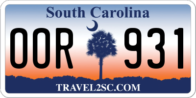 SC license plate OOR931