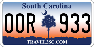 SC license plate OOR933
