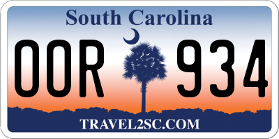 SC license plate OOR934