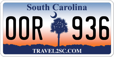 SC license plate OOR936