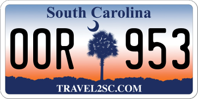 SC license plate OOR953