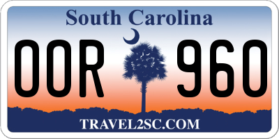 SC license plate OOR960