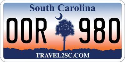 SC license plate OOR980
