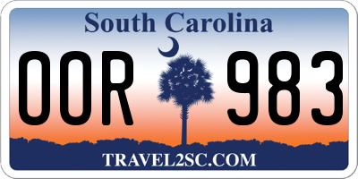 SC license plate OOR983