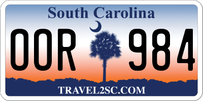 SC license plate OOR984