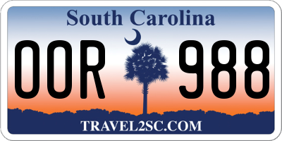 SC license plate OOR988