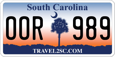 SC license plate OOR989